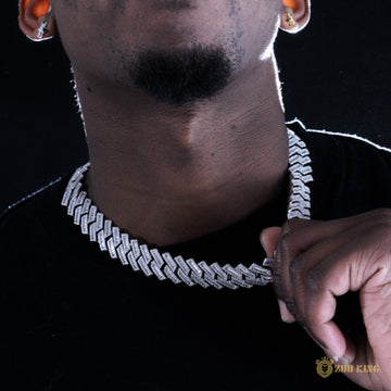 17mm Iced Square Ladder Cuban Chain In 18k White Gold ZUU KING